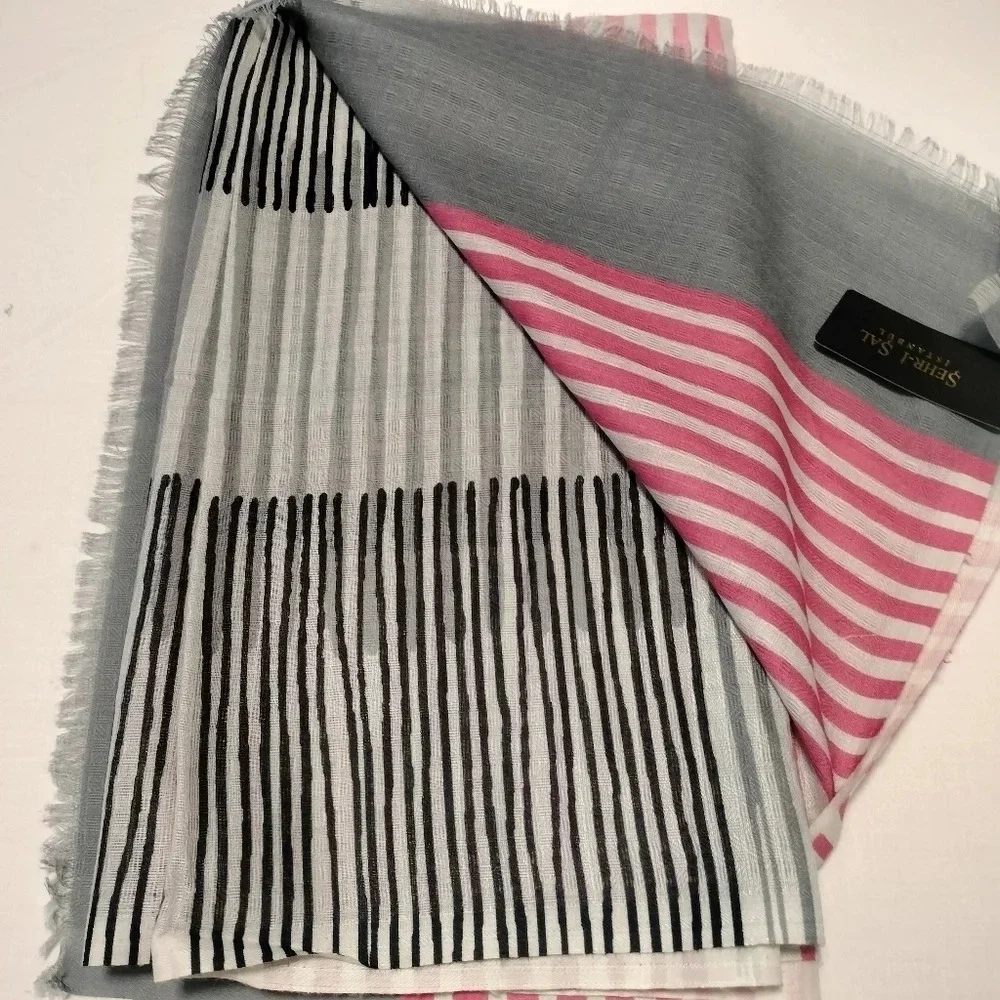 NWT Sher-i Sal Turkish Semi Sheer Frayed Edges Multifunctional Scarf Wrap 483